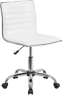Flash Furniture Low Back Designer Armless White Ribbed Swivel Task Office Chair