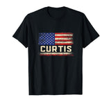Curtis First Name Shirt Curtis Name American Flag T-Shirt for Women Kids Men by Personalized Curtis Name Designs.M12 – Polyester, Black, Model GYF4AXXS73M