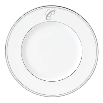 Federal Platinum Script Monogram Dinnerware Accent Plate by Lenox – Medium, Bone China, Letter C, Model 870206