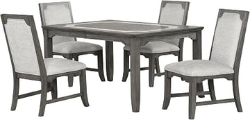 New Classic Furniture Lisbon 5-Piece Wood Rectangle Dining Set in Gray