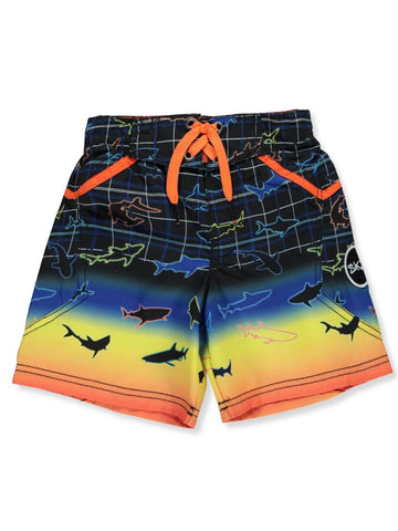 Little Boy's Microtwill Swim Trunks Swim Shorts Swimwear by Skechers – 4, Polyester, Rainbow Sharks, Model SK18E521-ML2-4