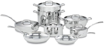 French Classic Tri-Ply Stainless 13-Piece Cookware Set by Cuisinart – 13-Piece, 1.5 quarts, Stainless Steel, Silver, Model FCT-13