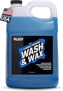 Slick Products Hybrid Ceramic Wash & Wax Foaming Car Wash Soap - 128 oz | Super concentrate; thick suds; water-repellent shine and wax protection; foam cannon ready; safe on paint, plastic & chrome