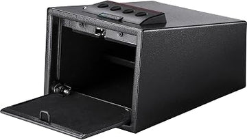 Barska Quick Access Electronic Keypad Safe – Digital PIN Lock Steel Security Box with Spring-Loaded Door, Removable Shelf, Foam Interior, Backup Keys – for Home or Office