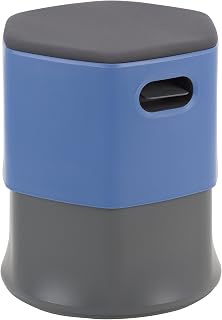Learniture Profile Series Adjustable-Height Active Learning Stool Blue Resin Side/Dark Gray Upholstered Seat