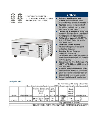 Chef Base Chefs Refrigerator Refrigerated Grill Stand Draw NSF by TRUE – Model CB52