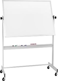 Best-Rite Deluxe Reversible Mobile Whiteboard, Combo Dura-Rite Markerboard/Natural Cork Bulletin, Aluminum Trim, Panel Size 4 x 6 Feet (668AG-HC)