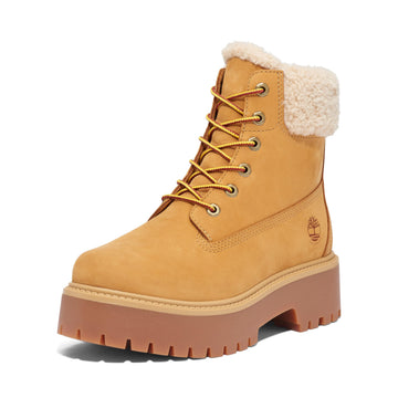 Women's Stone Street Mid Warm Lined Waterproof Boot by Timberland – 5.5, Leather, Wheat Nubuck