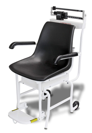 Mechanical Chair Scale Capacity: 400 lb x 4 oz by Detecto – 46"L x 20"W x 40"H, Alloy Steel, Black