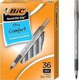 BIC Round Stic Grip Xtra Comfort Black Ballpoint Pens, 36-Count Pack