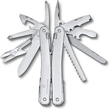 Victorinox Swiss Tool Spirit MX, 24 Function Multitool with One-Hand Blade | Silver Swiss Made Multitool Features Nylon Pouch, Lockable Scissors, Wood Saw, Metal File, Pliers and Wire Cutters