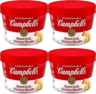 Campbell's Homestyle Chicken Noodle Soup, 15.4 Oz Microwavable Bowl (Pack of 4)