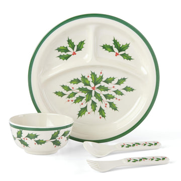 Holiday Children's Melamine 4-Piece Christmas Dinnerware Set for by Lenox – 1.60 LB, Melamine, Red & Green, Model 885787