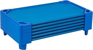 ECR4Kids Streamline Cot, Ready-to-Assemble, Toddler Size, 6-Pack, Blue