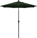 California Umbrella 7.5' Round Aluminum Market Umbrella, Crank Lift, Push Button Tilt, Bronze Pole, Pacifica Hunter Green