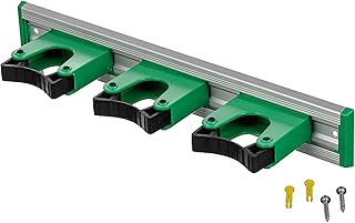 UNGER Commercial 14" Broom Holder Wall Mount (Case of 5) - Quick-Snap HO350 | All-purpose tool storage solution with 3 durable rubber-grip holders; Aluminum/Plastic;Organized workspace