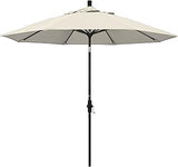 California Umbrella 9' Round Aluminum Market Umbrella, Crank Lift, Collar Tilt, Bronze Pole, Antique Beige Olefin