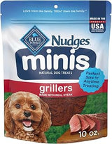 Blue Buffalo Nudges Minis Grillers Made with Real Steak, Natural Dog Treats Mineral-Enhanced for Flavor, 10 oz. Bag (Pack of 6)