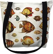 Betsydrake TY007APG 18 x 18 in. Multi Fish Tote Bag - Large