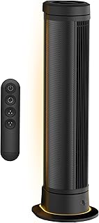 Vornado ARA® Oscillating Tower Fan with Ambient Light and Remote, 40 Inch, Quiet Powerful Standing Fan, 5 Speeds, Touch Control, Illuminated Air Circulator Fan for Bedroom and Home, Black