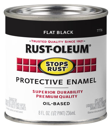 Stops Rust Brush On Paint by Rust-Oleum – 8 Fl Oz (Pack of 1), oil based, Flat Black, Model 7776730