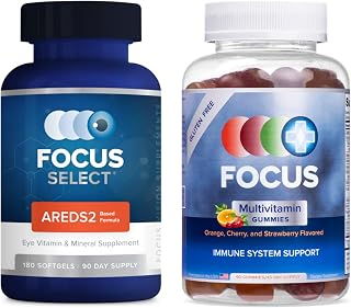 Focus Select AREDS2 Based Eye Vitamin & Focus Multivitamin, Daily Vitamin Variety Pack, Support Overall Health, Eye Vision Supplement Vitamin 90 Day Supply & Flavored Multivitamin Gummy 45 Day Supply