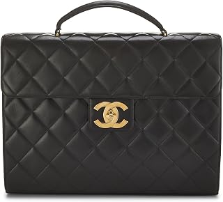 Chanel, Pre-loved Black Quilted Lambskin Briefcase, Black