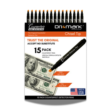 Counterfeit Money Detector Pen by Dri Mark – Pack of 15, Model CFDChisel6PK