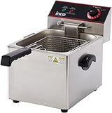 Winco 8 L Silver Commercial-Grade Electric Countertop Deep Fryer, Single | 1750W power, Great for French Fries, Chicken, Appetizers and Restaurant Kitchens