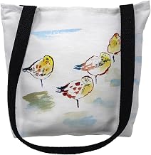 Betsydrake TY1044G 18 x 18 in. Four Sanderlings Tote Bag - Large Black