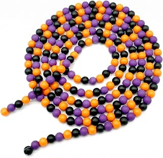 10ft Wooden Bead Garland, Wood Bead Decoration for Halloween Party, 14mm (Orange, Purple & Black)