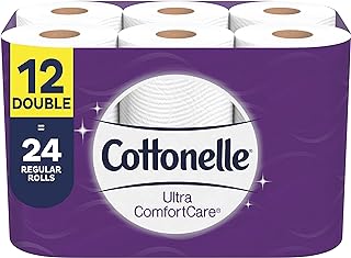 Cottonelle Ultra ComfortCare Toilet Paper, 12 Double Rolls, Soft Bath Tissue