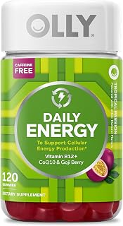 OLLY Daily Energy, Caffeine Free, 300 mcg Vitamin B12, CoQ10-120 Count (Pack of 12)