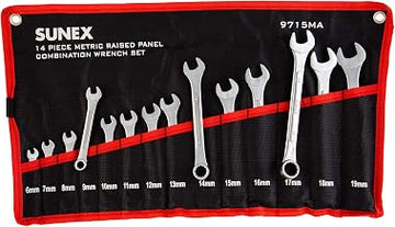SUNEX TOOLS 9715A Metric Raised Panel Combination Wrench Set, 14 Piece