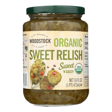 Organic Sweet Relish by Woodstock Farms – 16 Fl Oz (Pack of 12), Pack of 12, Model 00270998