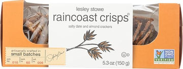 Lesley Stowe Raincoast Crisps Salty Date and Almond Flavor, Non GMO, 5.3 Ounce (Pack of 12)