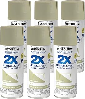 Rust-Oleum Painter's Touch 2X Ultra Cover Spray Paint, Satin Marsh Green | Indoor and Outdoor Surfaces (Metal, Wood, Plastic), Fast Dry, Durable, Sprays from Any Angle, Comfort Tip, Oil Based, 6 Pack