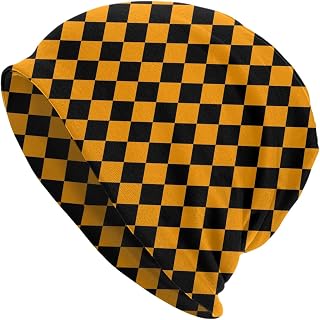 Purple Black Diamond Checkerboard Knit Hat 10.6X11 in | Casual Beanie Elastic Brimless Hat Winter Warm Beanies Pullover Cap Sleep Turbans Hats For Skiing Travel