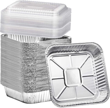 Findful Square Foil Pans with Lids, 8x8 Inch, 35 Count