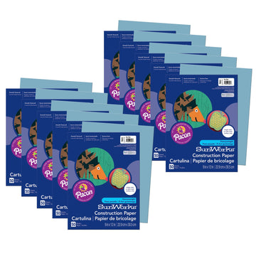 Prang Construction Paper by DIXON TICONDEROGA CO - PACON – 9 x 12 inches, Paper, Sky Blue, Pack of 10, Model PAC7603-10
