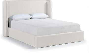 Meridian Furniture B1282Cream-Q Kendall Collection Modern | Contemporary Queen Bed with Rich Linen Textured Fabric, 74.75" W x 89" D x 48" H