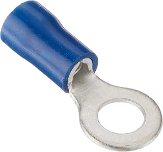 Gardner Bender 15-104 Electrical Ring Terminal, 16-14 AWG, Insulated Barrel, Crimp Connection, Blue