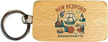 New Bedford Massachusetts Keepsakes Souvenir 2.5x1-Inch Wooden Keychain