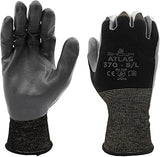 SHOWA Atlas 370 Nitrile Palm Work Gloves, Black, Large, Vending 12-Pack | Breathable general purpose glove with nylon liner, ergonomic with extra grip. Ideal for gardening, landscaping & assembly.