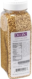 DecoPac Quins Fancy Sprinkles, 19.5oz, Candy Sprinkles in Handheld Container, Edible Sprinkles For Celebration Cakes, Cupcakes, Cookies - Confetti Gold Quin