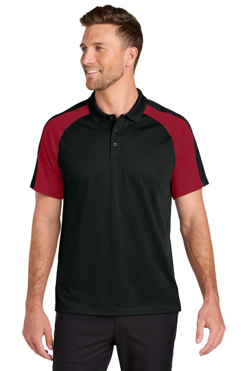 Unisex Wearever Performance Pique Colorblock Polo Black by Port Authority – Black