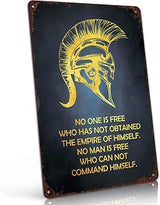 Spartan Helmet Quote Vintage Metal Wall Art Signs 8X12 In