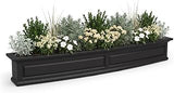 Mayne Newhaven 72in Self-Watering Rectangular Window Box Planter, Black | Self-watering, All season, Fade resistant, Mounting brackets included, Built-in overflow, 15-year warranty