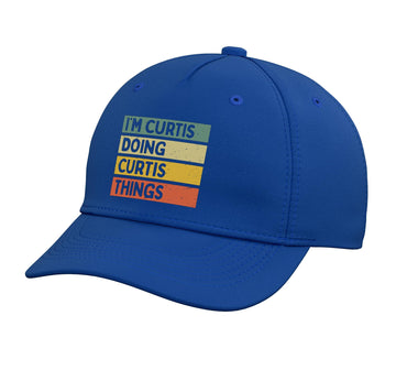 I'm Curtis Doing Curtis Things Funny Personalized Quote Adjustable Printed Baseball Hat by Personalized Gift Ideas Curtis – Cotton, Royal Blue