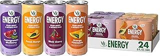 V8 +Energy Peach Mango, Orange Pineapple, Black Cherry and Pomegranate Blueberry Juice Energy Drinks, 8 fl oz Can (24 Pack)